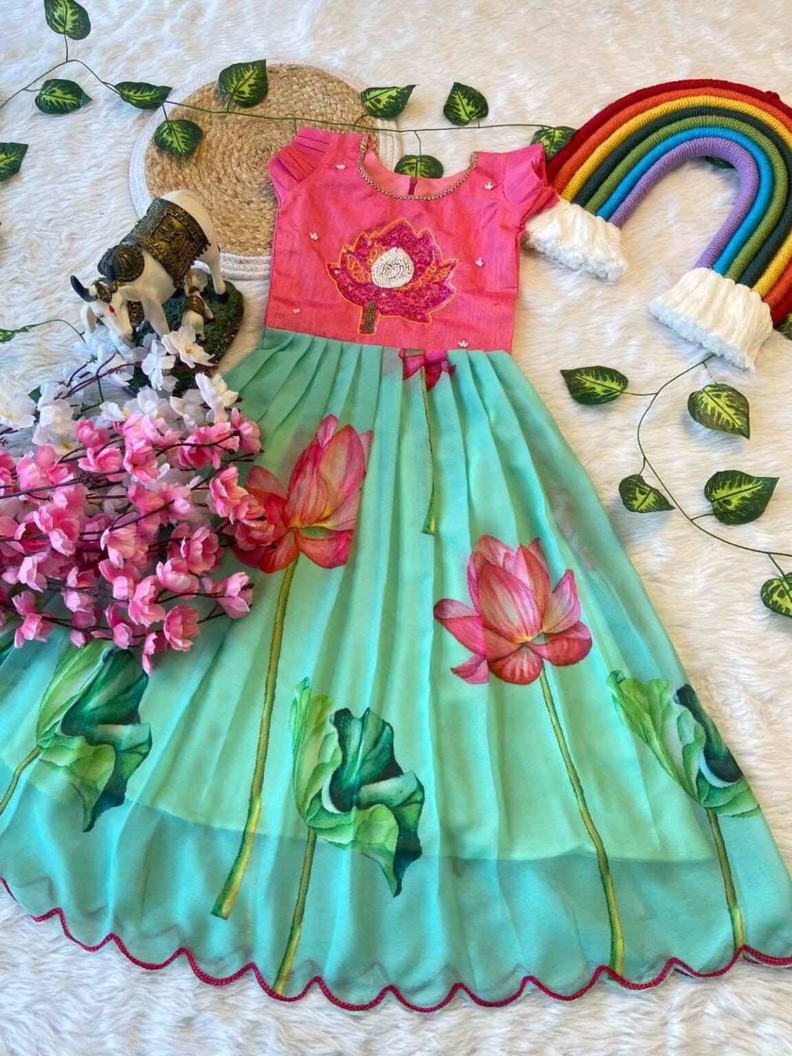 Kid’s Handwork Banglori Silk Lehangas