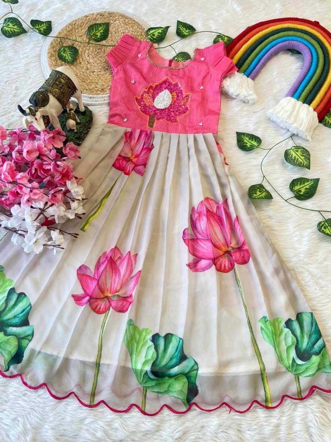 Kid’s Handwork Banglori Silk Lehangas
