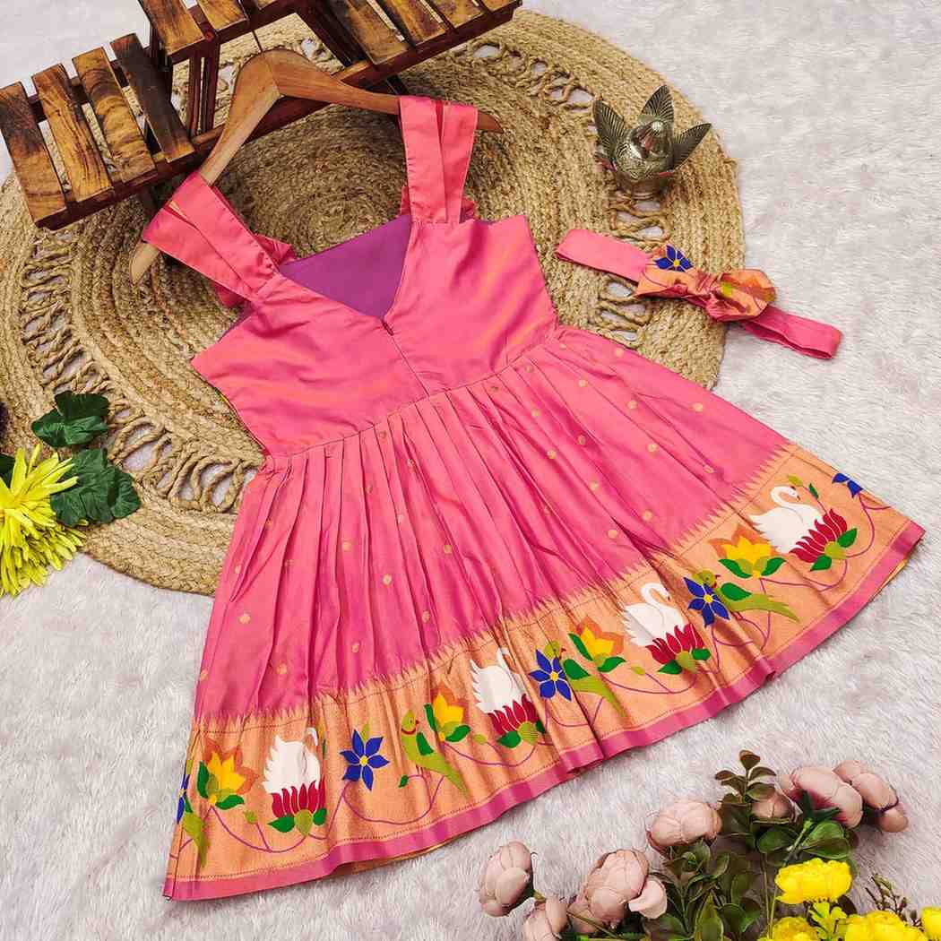 Kid's Soft Paithani Silk Frock