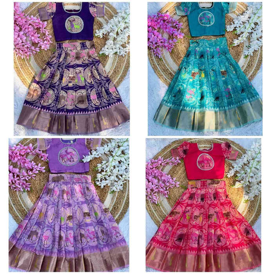 Kid’s Pure Cotton Silk Lehengas