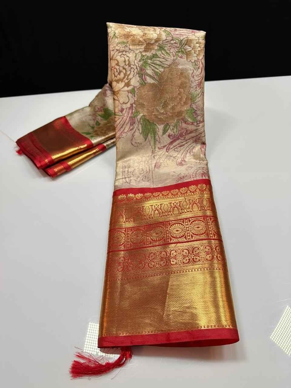 Brush Painted Banarasi Tissue Silk Sarees