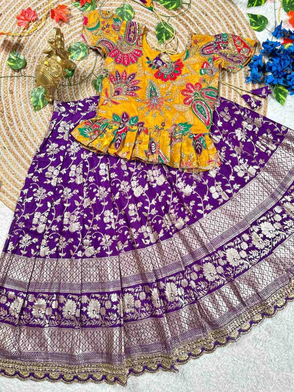 Kid's Natural Crepe Silk Lehenga