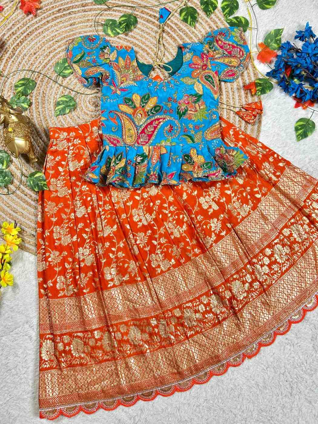 Kid's Natural Crepe Silk Lehenga