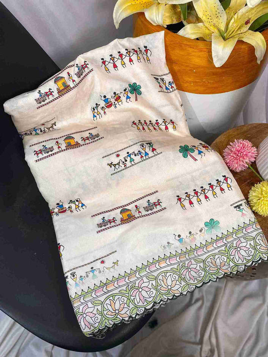 Tussar Silk Cutwork Sarees