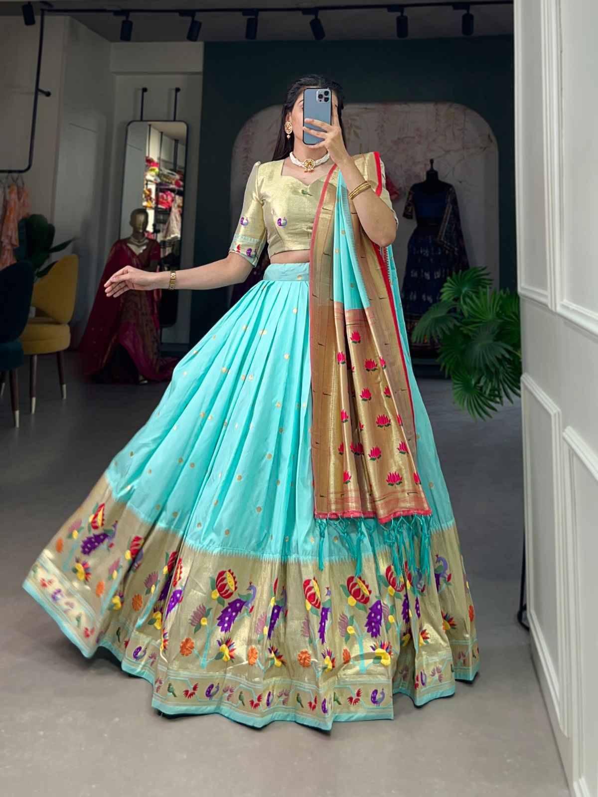 Jaquard Paithani Silk Lehanga
