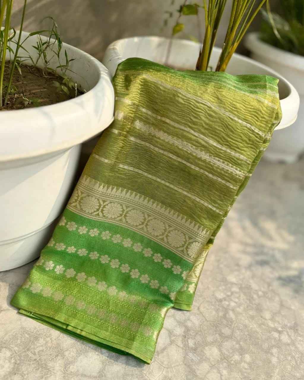 Crushed Banarasi Soft Tissue Silk Sarees