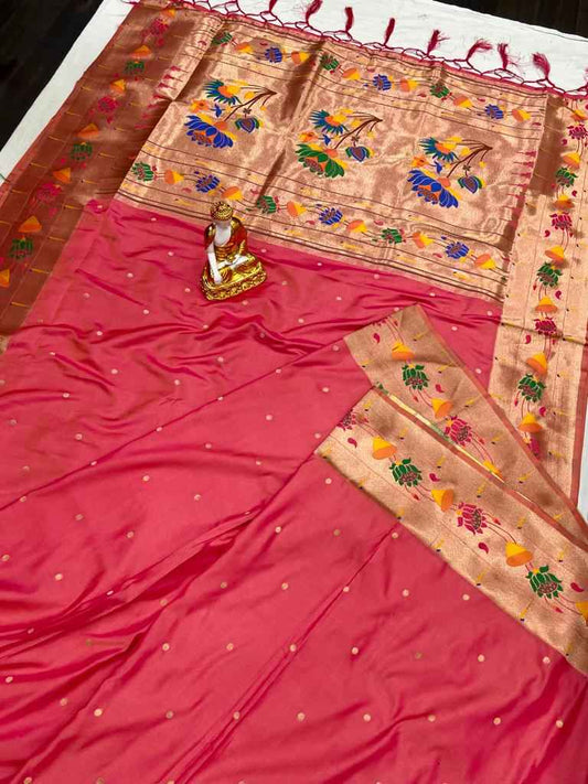 Lotus Brocade Paithani Silk Sarees