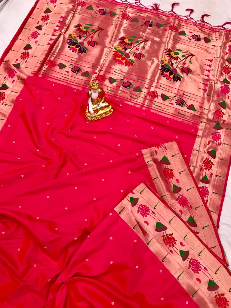Lotus Brocade Paithani Silk Sarees