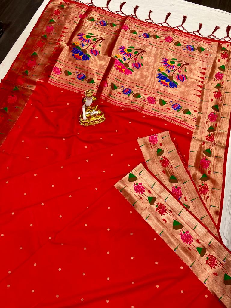 Lotus Brocade Paithani Silk Sarees