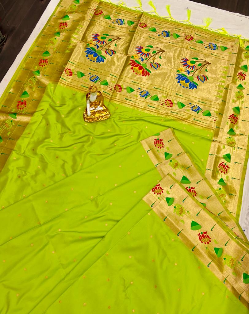 Lotus Brocade Paithani Silk Sarees