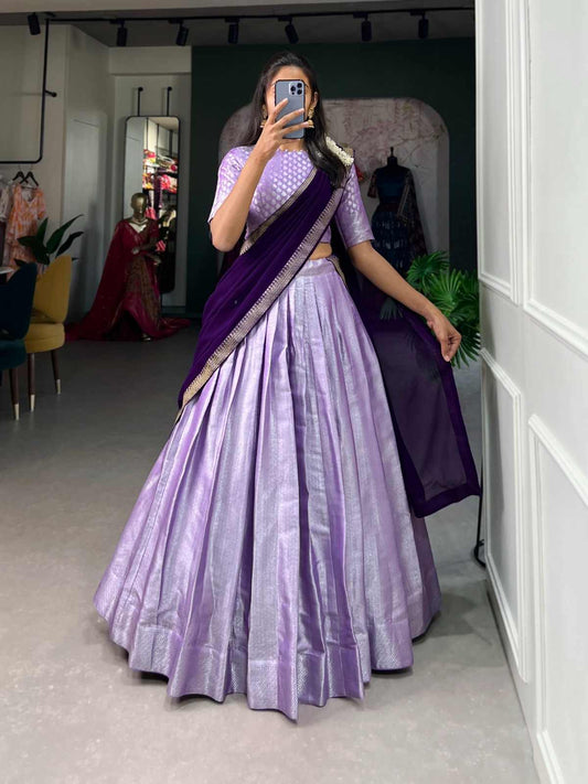 Jaquard Silk Lehangas