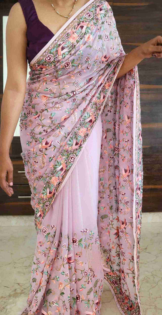 Parsi Work Georgette Sarees