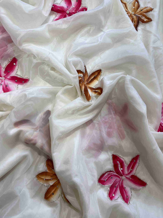 Floral Tabi Silk Saree