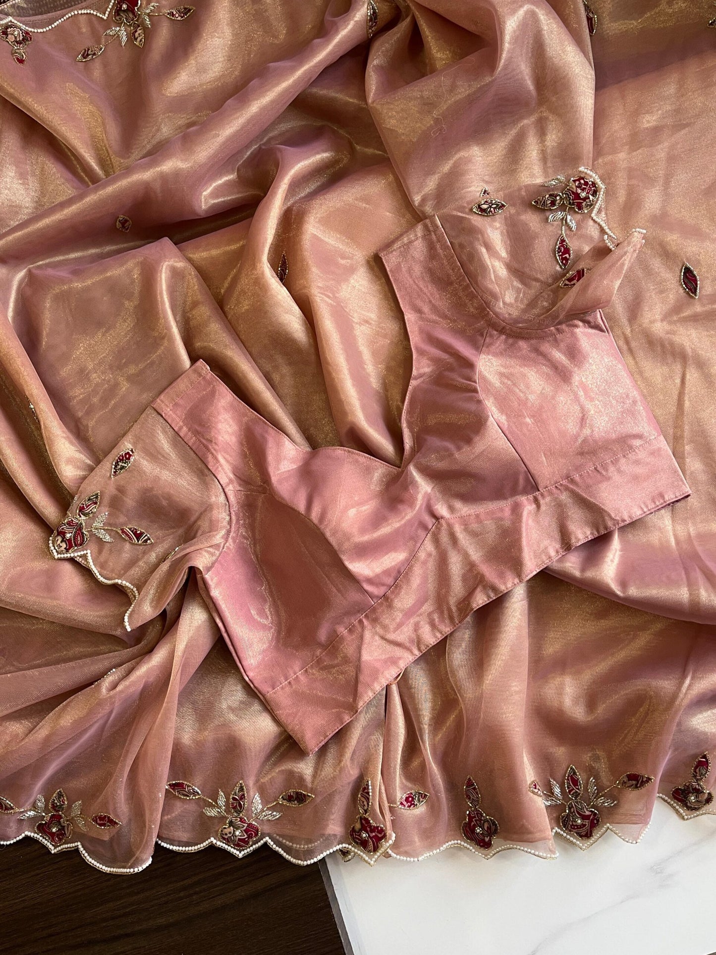 Handwork Twil Net Saree