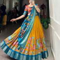 Jaquard Dola Silk Lehangas
