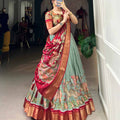 Jaquard Dola Silk Lehangas
