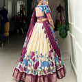 Jaquard Dola Silk Lehangas
