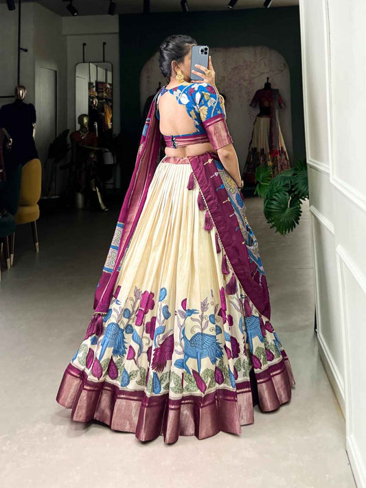 Jaquard Dola Silk Lehangas