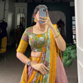 Jaquard Dola Silk Lehangas