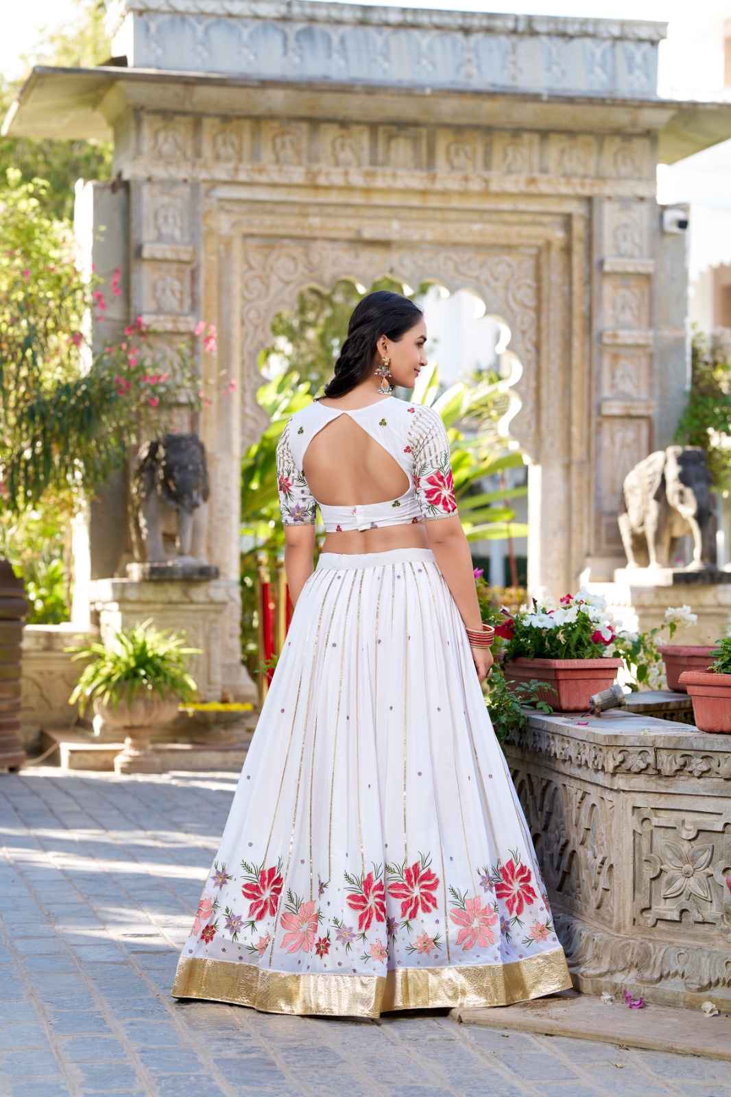 Thread Embroidery Georgette Lehanga