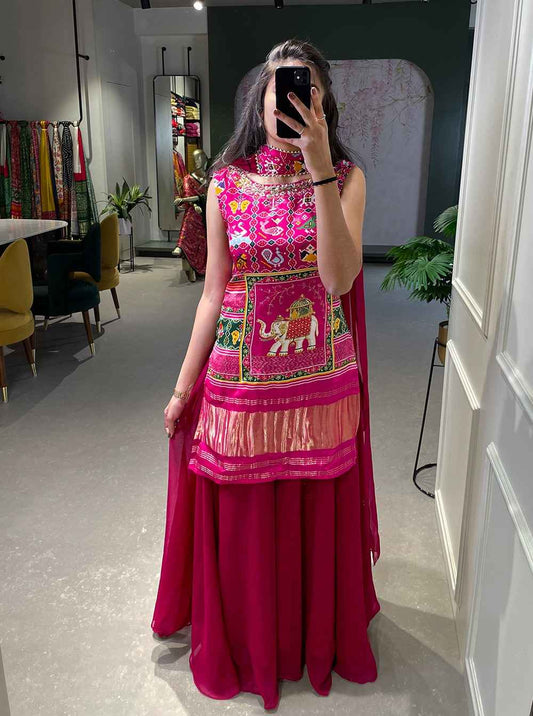 Printed Gaji Silk Palazzo Set