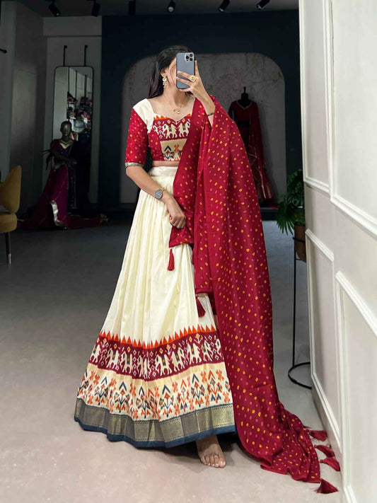 Patola Tussar Silk Lehangas