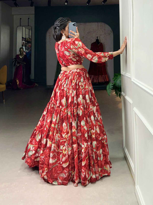 Floral Print Georgette Lehangas
