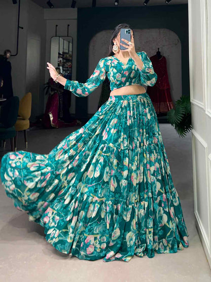 Floral Print Georgette Lehangas