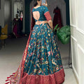 Foil Print Tussar Silk Lehanga