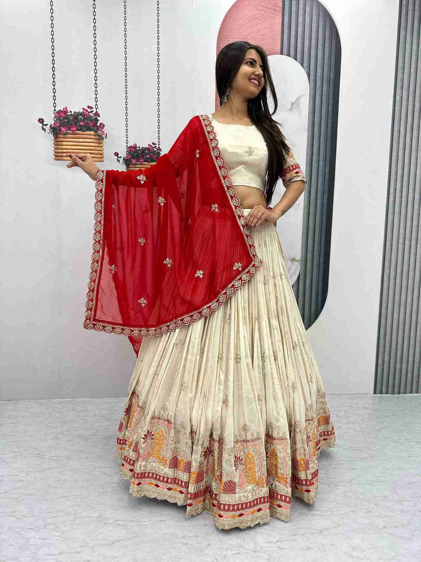 Embroidery Banarasi Tissue Silk Lehanga