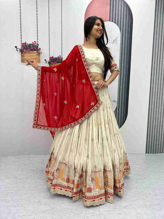 Embroidery Banarasi Tissue Silk Lehanga