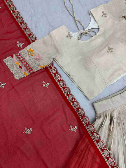 Embroidery Banarasi Tissue Silk Lehanga