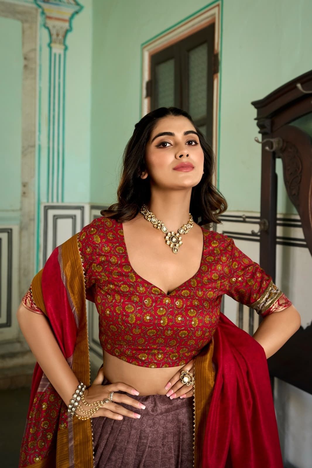 Kashmiri Print Tussar Silk Lehanga