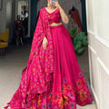 Floral Tussar Silk Lehangas