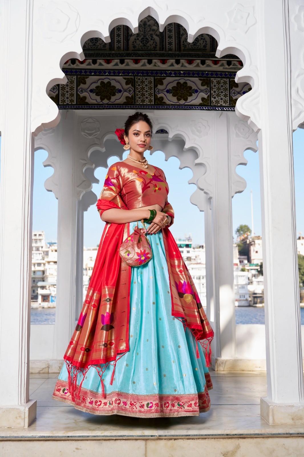 Paithani Jaquard Silk Lehangas