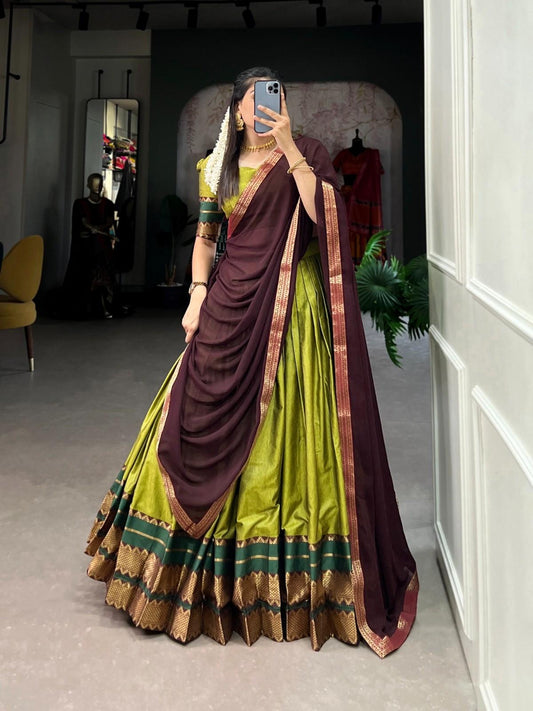 Zari Weaving Poly Cotton Lehangas