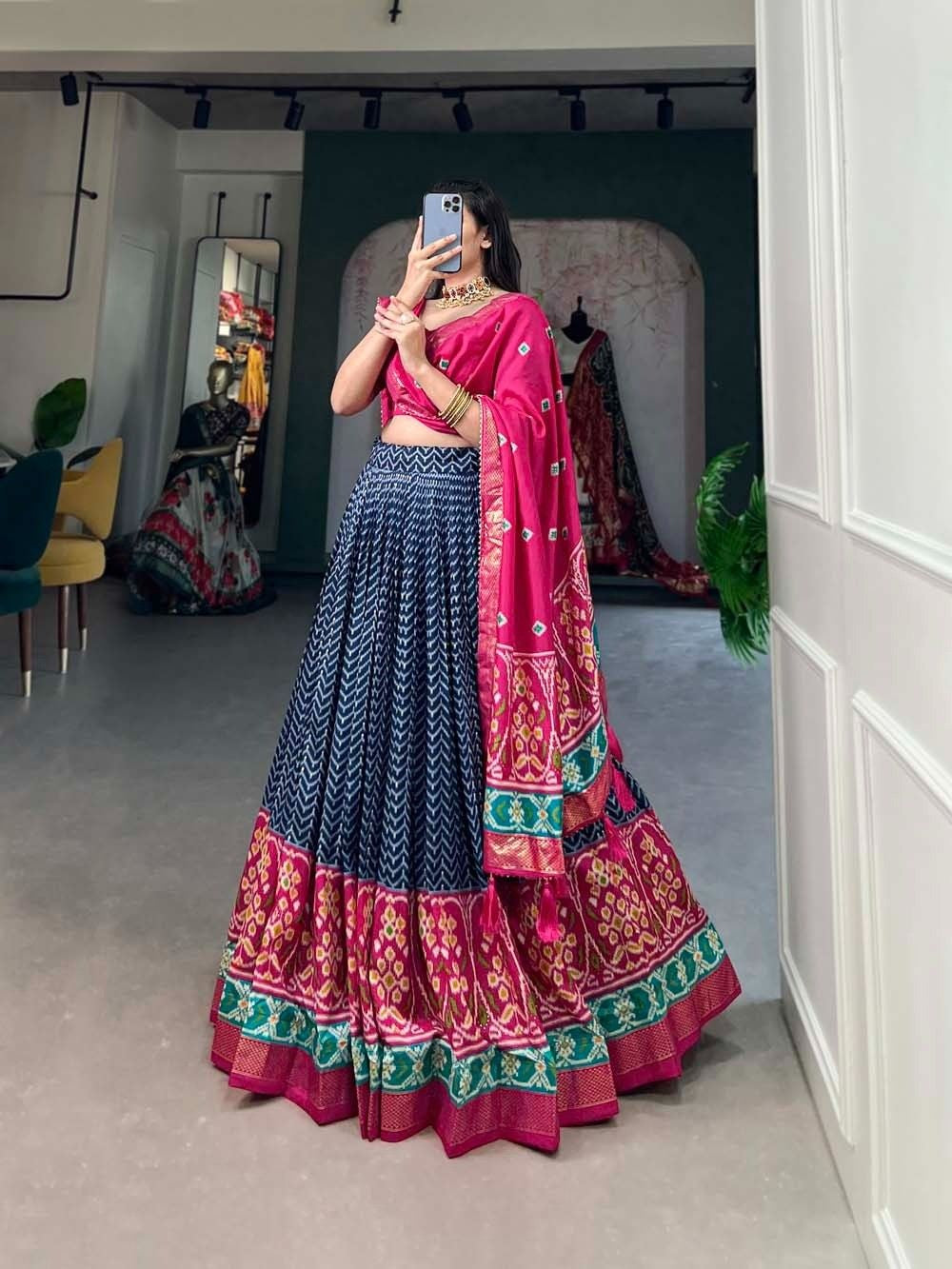 Patola Tussar Silk Lehangas