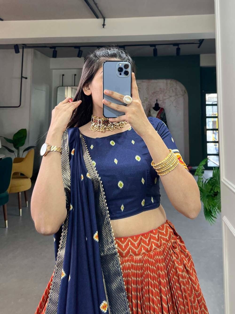 Patola Tussar Silk Lehangas