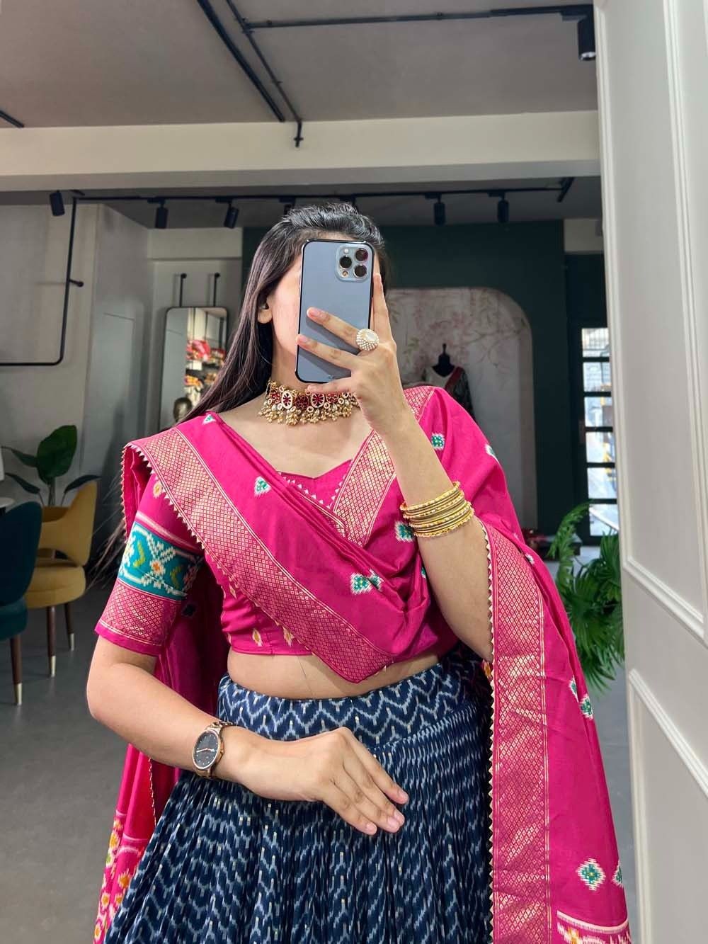 Patola Tussar Silk Lehangas