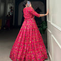 Floral Tussar Silk Coat Lehenga