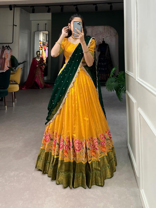 Embroidery Cotton Silk Lehangas