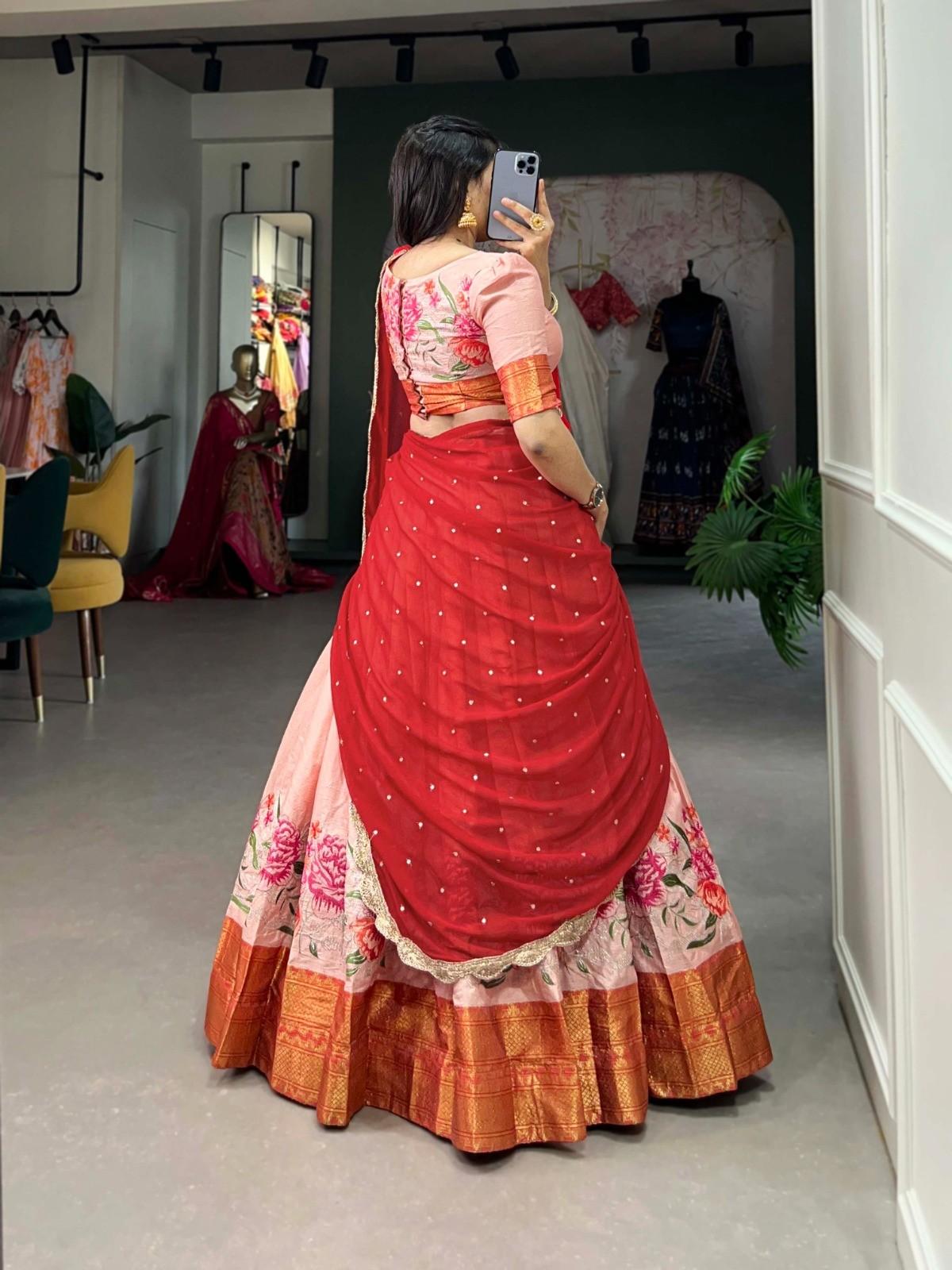 Embroidery Cotton Silk Lehangas