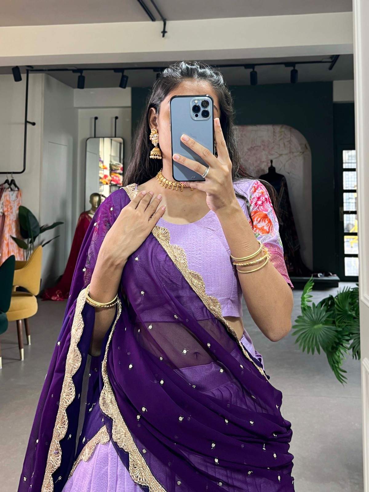 Embroidery Cotton Silk Lehangas
