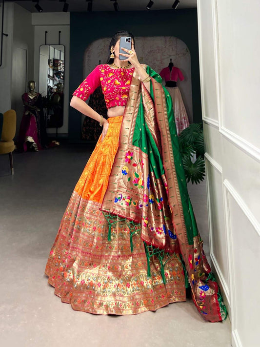 Jacquard Paithani Silk Lehanga