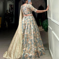 Printed Tussar Silk Lehanga