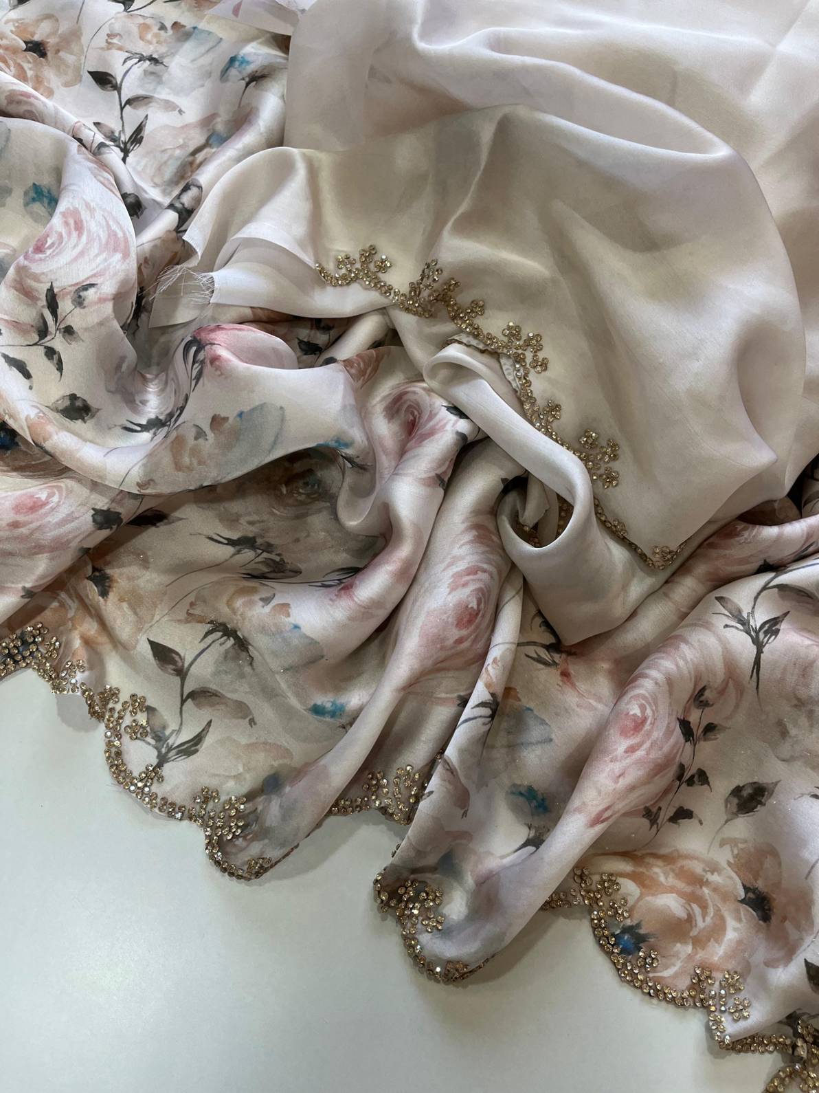 Cutwork Satin Georgette Saree