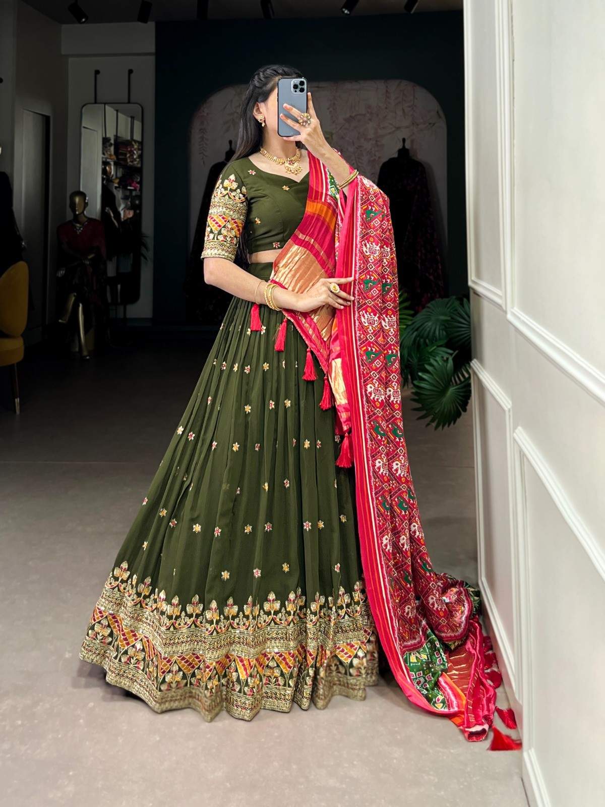 Thread Embroidery Lehengas