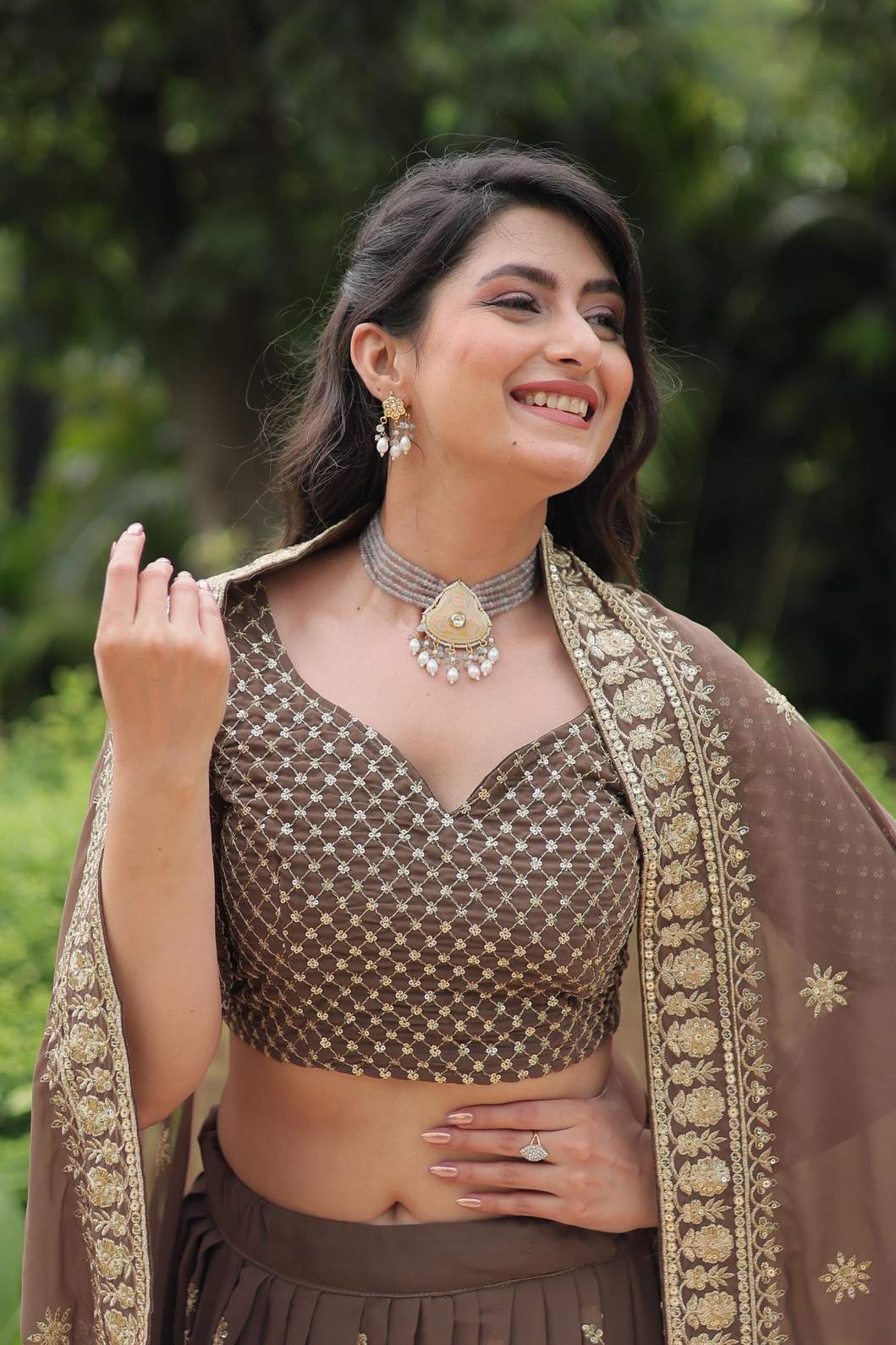 Sequins Faux Blooming Lehenga