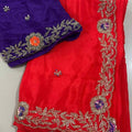 Handwork Chinnon Silk Sarees