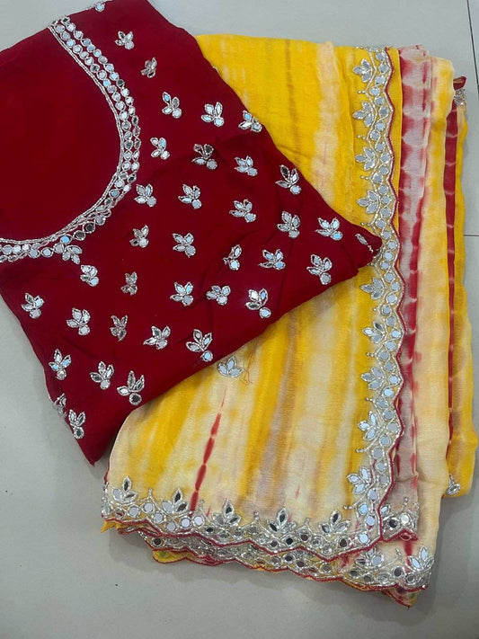 Cutwork Chinnon Silk Sarees